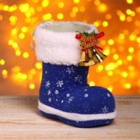 Подарочная упаковка &laquo;Сапожок&raquo;, цвет синий, с колокольчиками