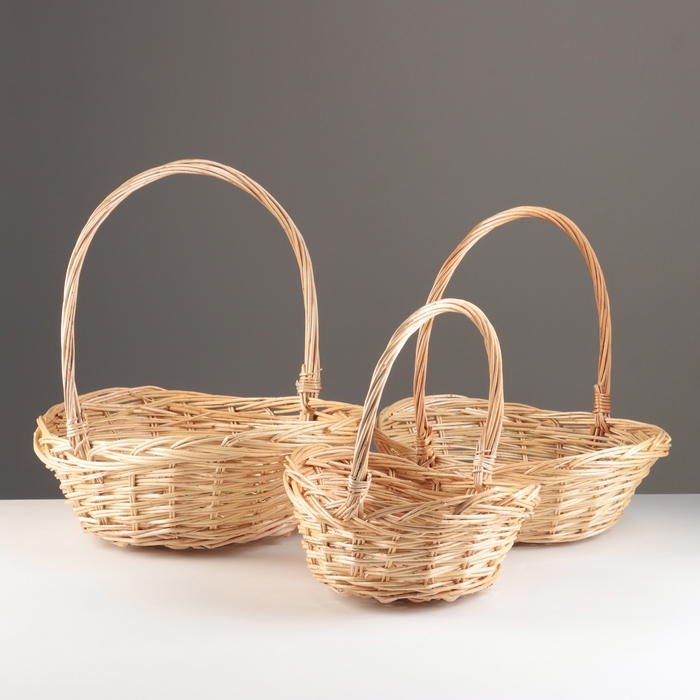 Набор корзин из 3 шт, 38х29х14/36 см, 32х23х13/31 см, 26х19х11/26 см, ива