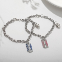 Браслеты &laquo;Неразлучники&raquo; лезвия, цвет сине-розовый в серебре, 17 размер