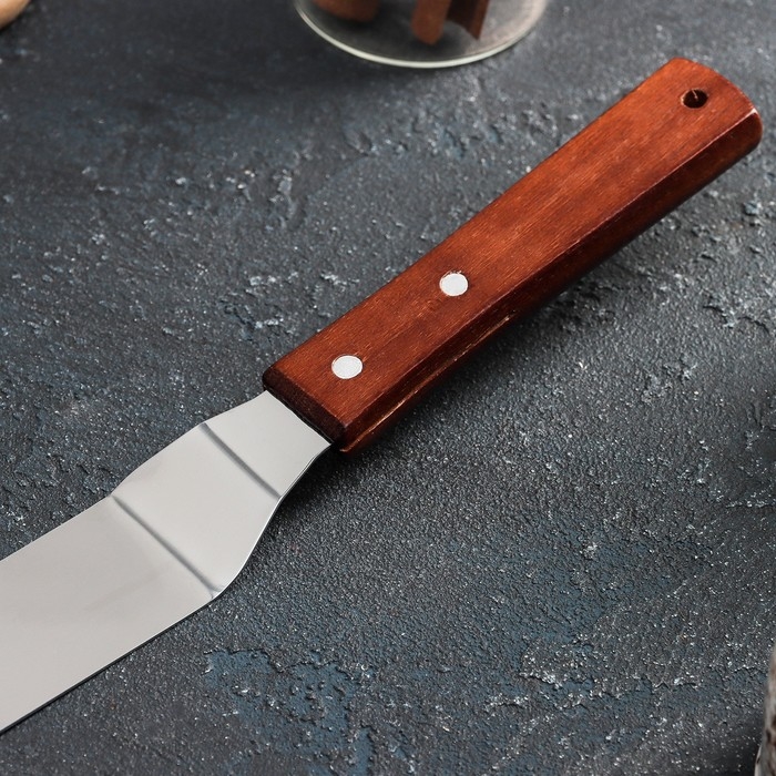 Кондитерская лопатка - палетка, изогнутая, 36 см, рабочая часть 24 см, цвет коричневый