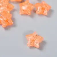 Бусина для рукоделия и плетения &laquo;Арт Узор. Звезда. Колотый лёд&raquo;, пластик, прозрачно-коралловая, 1.3&times;2.6&times;2.6 см