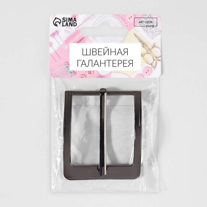 Пряжка для ремня, 6 &times; 5 см, 40 мм, цвет чёрный никель