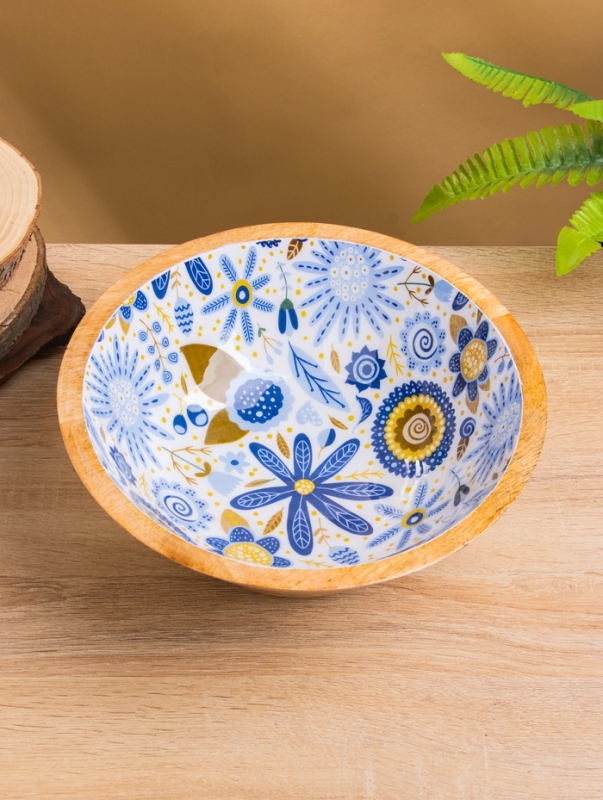 Салатник "Васильки" дерево манго 25х25х10 см