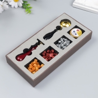 Сургучный набор "Ажурное сердце" печать, ручка, ложка, воск - 3 цвета, свеча 3,5х11х23 см Сургучный набор "Ажурное сердце" печать, ручка, ложка, воск - 3 цвета, свеча 3,5х11х23 см