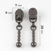 Бегунок для молнии &laquo;Спираль&raquo;, №3, декоративный, 10 шт., цвет чёрный никель