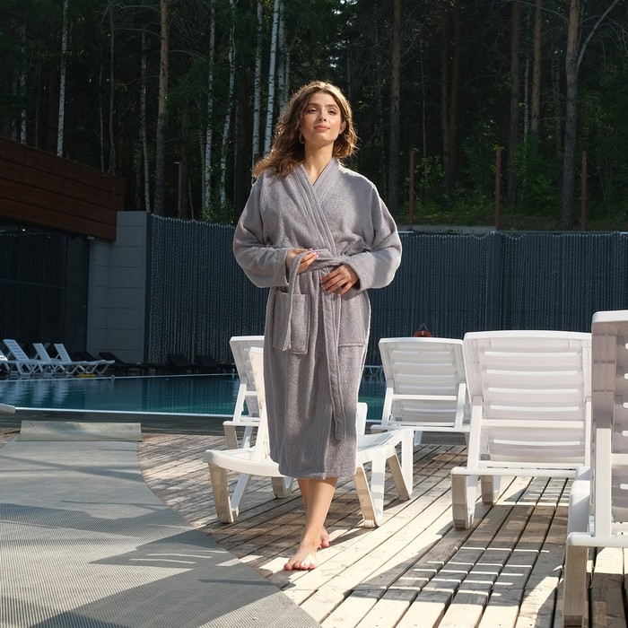 Халат махровый LoveLife Халат махровый LoveLife "Royal" цвет серый размер 42-44 (S) 100% хлопок, 330 гр/м2