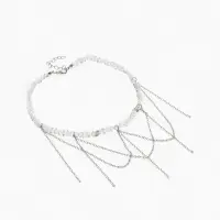 Колье "Дуга" водопад, цвет белый в серебре