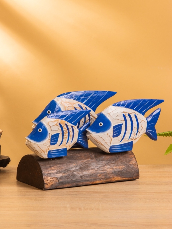 Сувенир &laquo;Экзотические рыбки&raquo;, 30&times;11&times;18 см, дерево, бело-синий