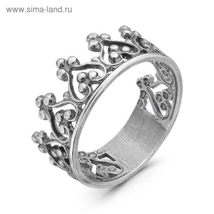 Кольцо «Корона», посеребрение с оксидированием, 19 размер Кольцо «Корона», посеребрение с оксидированием, 19 размер