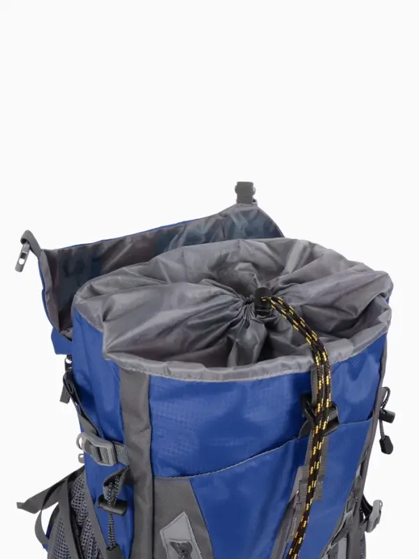 Рюкзак тур 65+5л, 30*20*53, отдел на шнурке, 5нар+2вн кармана, цвет синий