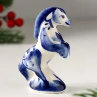 Сувенир Конь на дыбах, 8х5 см, гжель