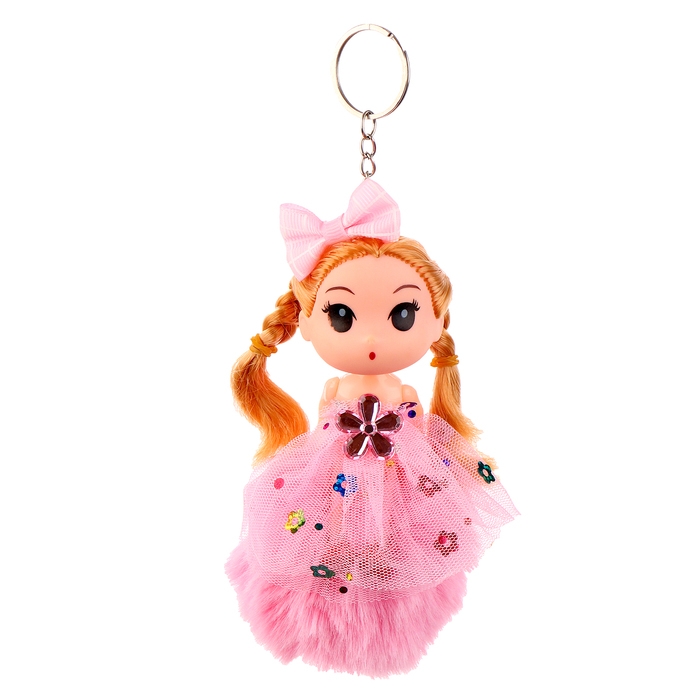 Кукла-брелок &laquo;Девочка&raquo; на розовом помпоне, 14 см