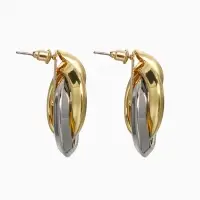 Серьги металл "Тренд" кольца, цвет золото с серебром