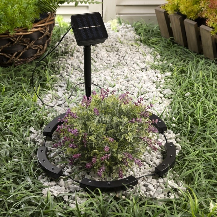 Садовый светильник на солнечной батарее &laquo;Обруч&raquo;, 15 LED, свечение белое