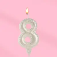 Свеча в торт &laquo;Праздник&raquo; цифра 8, жемчужный перламутр с блестками