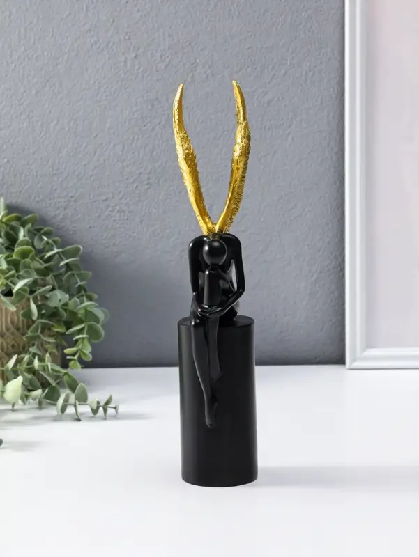 Сувенир полистоун "Ангел" чёрный с золотом 6х8,3х31 см