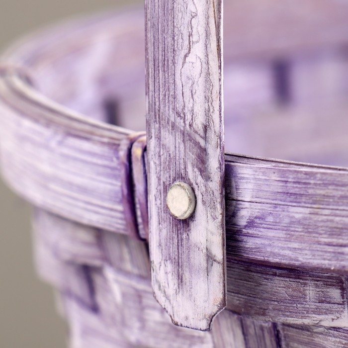 Корзина плетеная, 26х12/30 см, бамбук, сиреневая, розовая, микс Корзина плетеная, 26х12/30 см, бамбук, сиреневая, розовая, микс