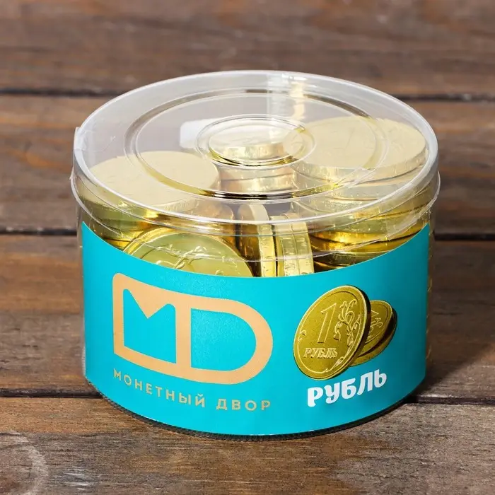 Монеты шоколадные &laquo;Рубль&raquo;, в банке, 6 г