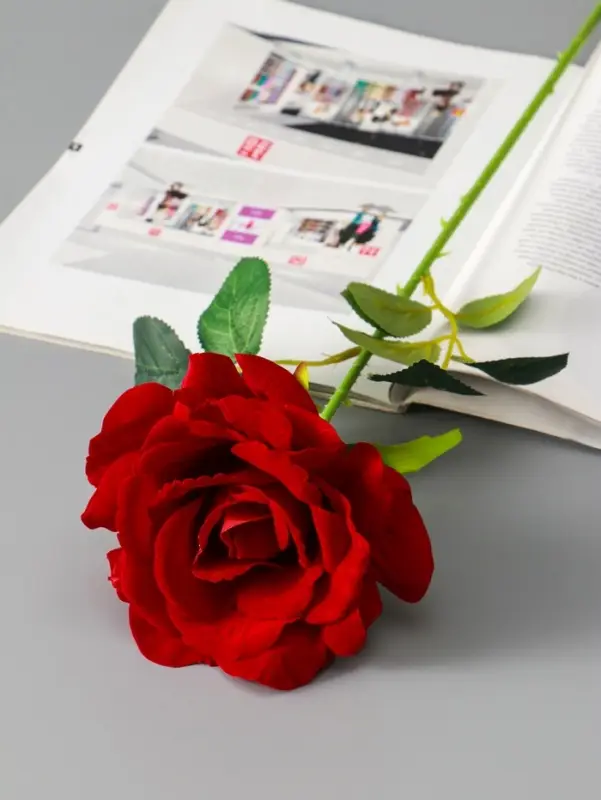 Цветы искусственные "Роза Аманда" бархат, d-11 см 58 см, красный