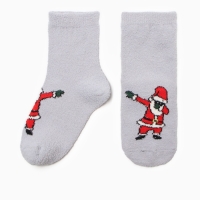 Носки женские новогодние махровые &laquo;Танцующий Дед Мороз&raquo;, серые, размер 36-40