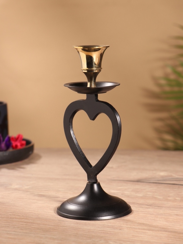 Подсвечник на 1 свечу "Купидон" латунь, черный с золотом 7х7,5х16,5 см