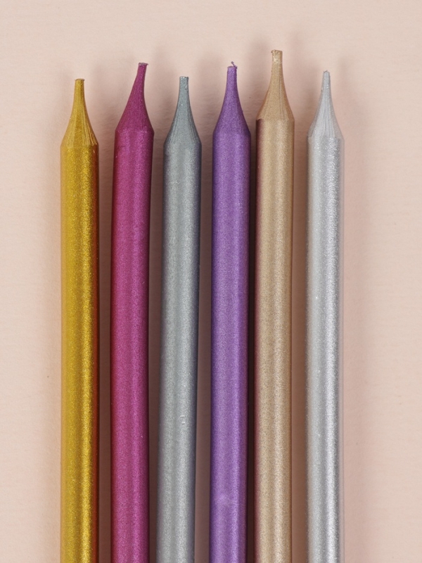 Свечи в торт "Высокий Ройс", 6 шт, разноцветные