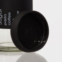 Набор банок стеклянных для сыпучих продуктов &laquo;Трио&raquo;, 3 предмета: 350/550/750 мл, 9,5&times;10,5/15/19,8 см, цвет чёрный