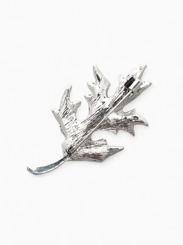 Брошь "Лист Одуванчика", цвет зелёный в чернёном серебре