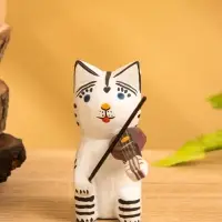 Сувенир &laquo;Кот скрипач&raquo;, 3.5&times;8&times;8 см, дерево, белый
