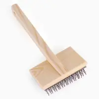 Щетка-пуходёрка деревянная ZOONIK полукруглая, большая с каплей, 85&times;55 см