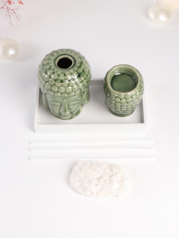 Диффузор керамика + подсвечник "Будды" аромапалочки 3 шт 9х17х10,5 см