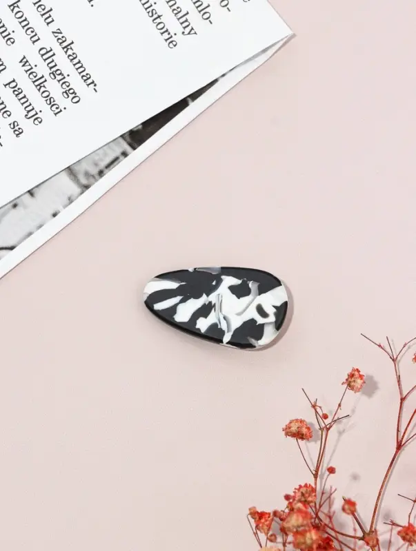 Зажим для волос "Маргарита" (набор 4 шт) 4 см, чёрно-белый