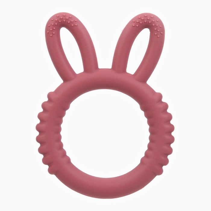 Прорезыватель силиконовый для зубов Крошка Я &laquo;Зайка&raquo;, красный