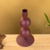 Подсвечник на 1 свечу "Баклажан" с 2 сферами 8,5х8,5х18 см