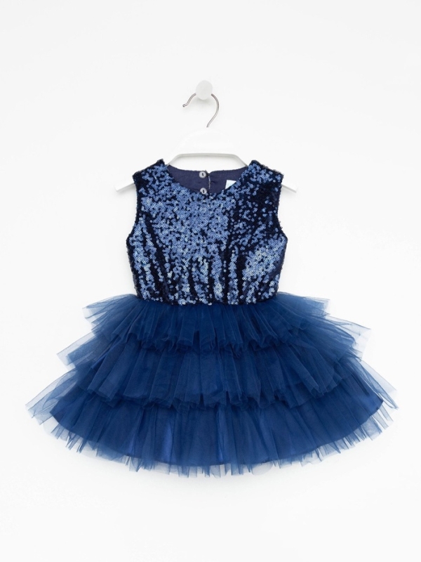 Платье детское с пайетками KAFTAN, размер 28 (86-92 см), синий Платье детское с пайетками KAFTAN, размер 28 (86-92 см), синий