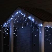 Гирлянда &laquo;Бахрома&raquo;, 3&times;0.6 м, IP44, 114 LED, 8 режимов, солнечная батарея, прозрачная нить, свечение белое