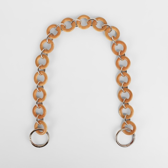Цепочка для сумки, с карабинами, деревянная, d = 2,5/3 см, 60 см, цвет коричневый/золотой