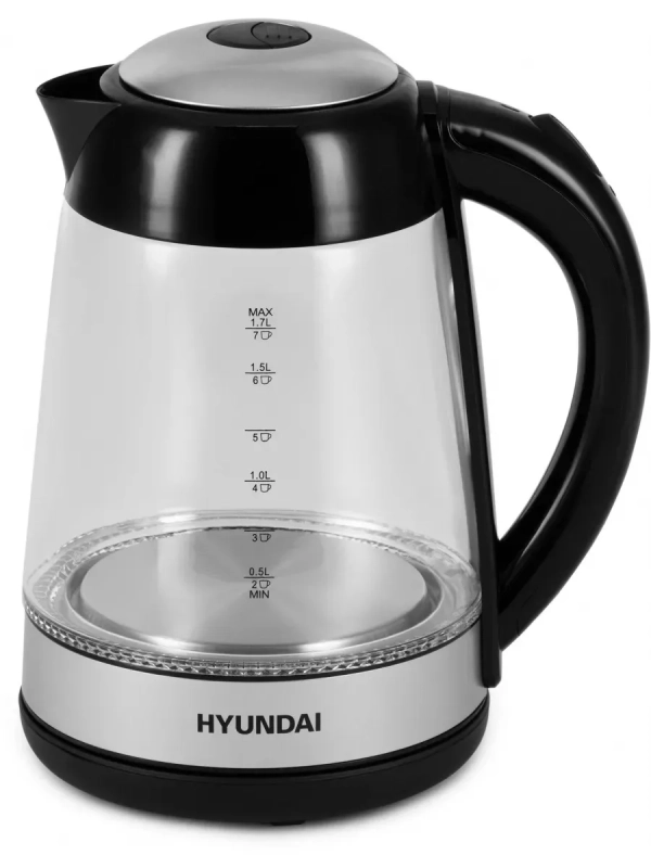 Чайник HYK-G3803 1.7л. 2200Вт черный серебристый