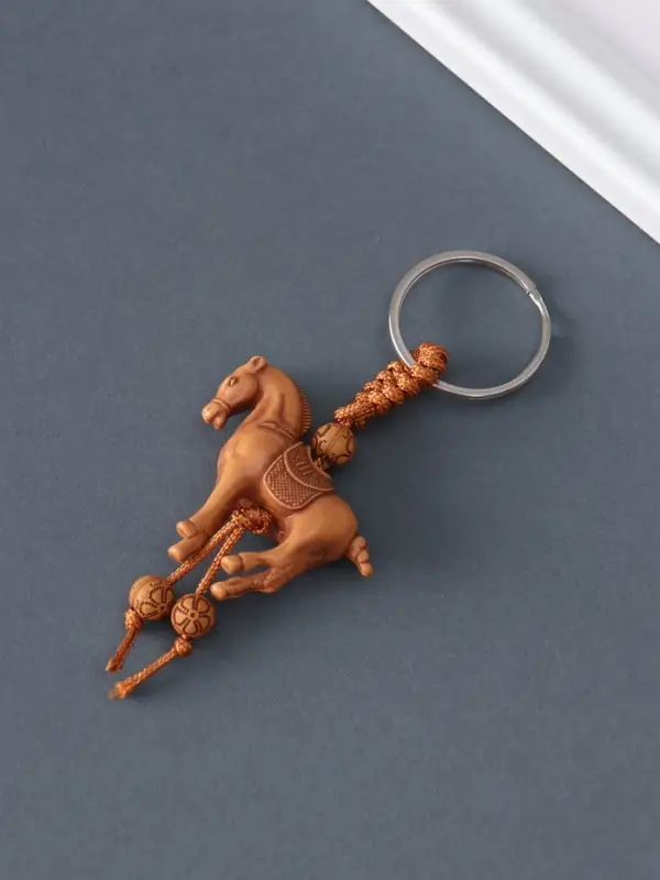 Брелок пластик, текстиль "Конь" под дерево 3,7х4,3х1,2 см