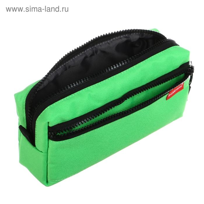 Пенал мягкий, 2 отделения, объёмный, 100 х 210 х 50 мм, Erich Krause, Neon Green 49004