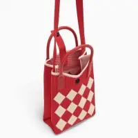 Сумка подр Ромбы, 12*4*17, отд на кнопке, дл ремень, красный