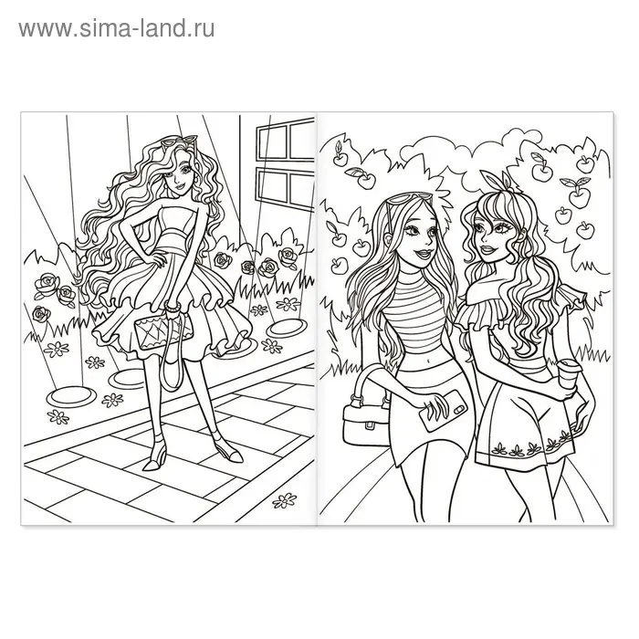 Раскраска для девочек &laquo;Стильные девчонки&raquo;, 16 стр., формат А4