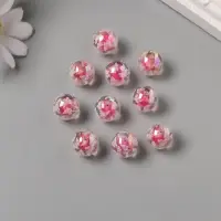 Бусина для творчества акрил "Белые бабочки" ярко-розовый 1,6х1,6х1,6 см