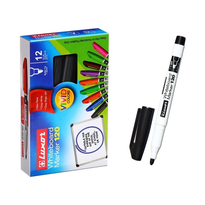 Маркер для доски 1-2 мм, Luxor 120, пулевидный, чёрный