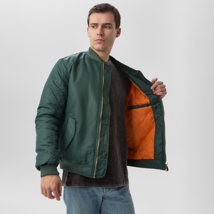 Бомбер мужской на молнии MIST, размер 48, хаки Бомбер мужской на молнии MIST, размер 48, хаки