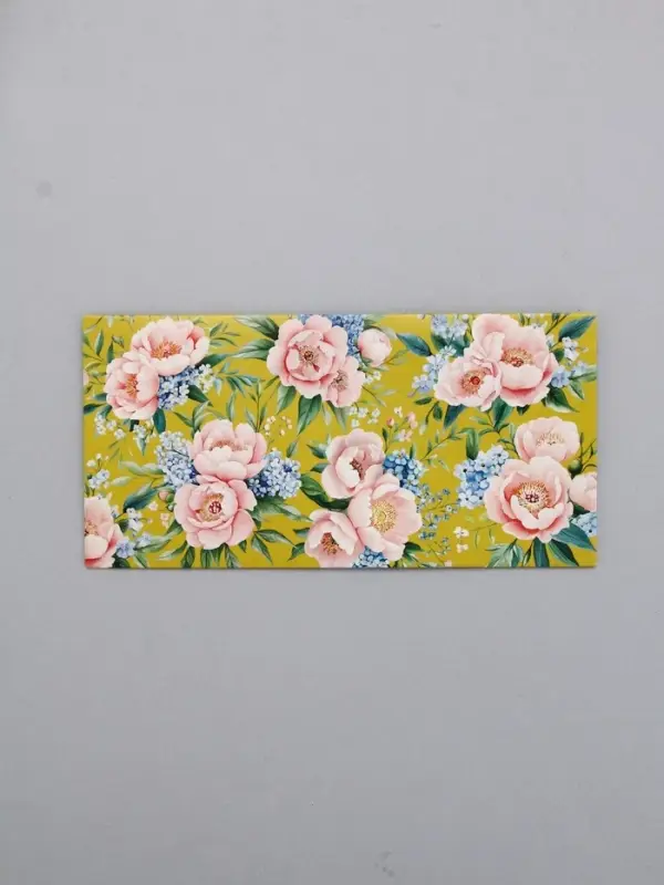 Конверт для денег &laquo;Цветы&raquo;, жёлтый, 16,5 х 8 см