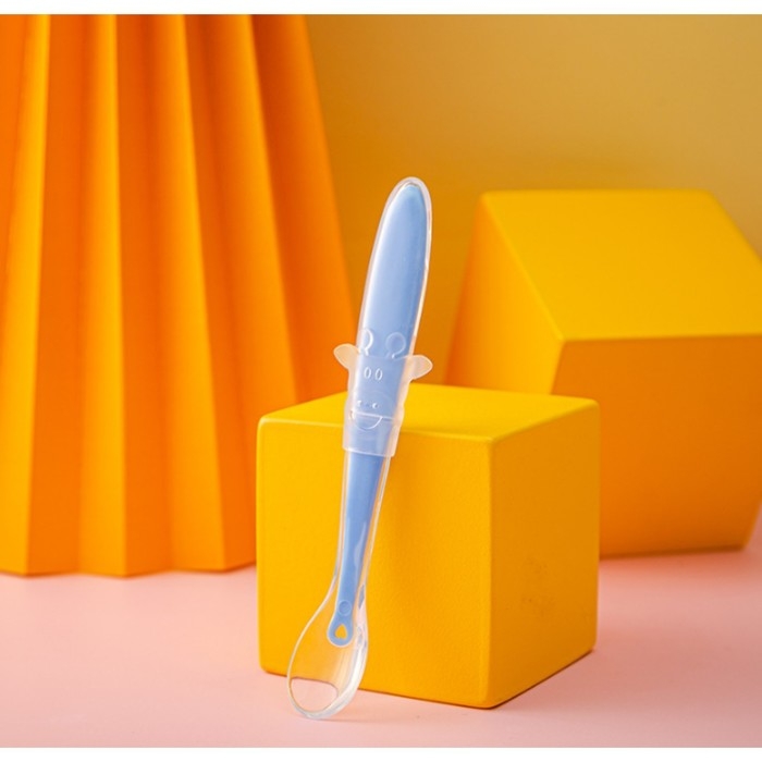 Ложка силиконовая детская &laquo;Жирафик&raquo;, цвет голубой