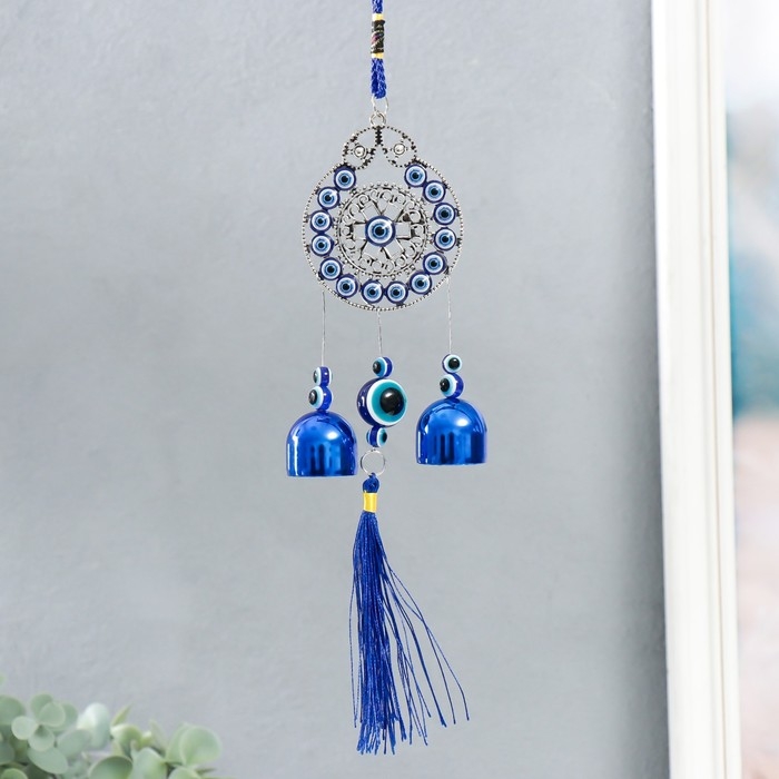 Музыка ветра металл "Ажурный круг" от сглаза 2 колокольчика 24 см