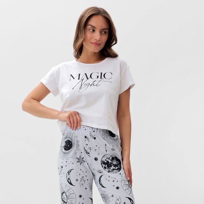 Пижама женская (футболка и брюки) KAFTAN Magic night р. 48-50, белый Пижама женская (футболка и брюки) KAFTAN Magic night р. 48-50, белый
