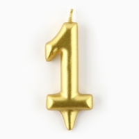 Свеча для торта, цифра &laquo;1&raquo;, золото, 3&times;6 см